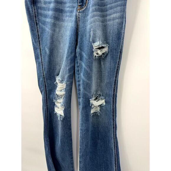 Judy Blue Bootcut Jeans Women's 13/31 Blue Denim 5-Pockets Distressed Zip Fly - Picture 3 of 7